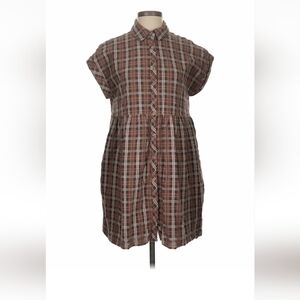 Entro Brown Plaid Flannel Shirtdress S $51 Retail